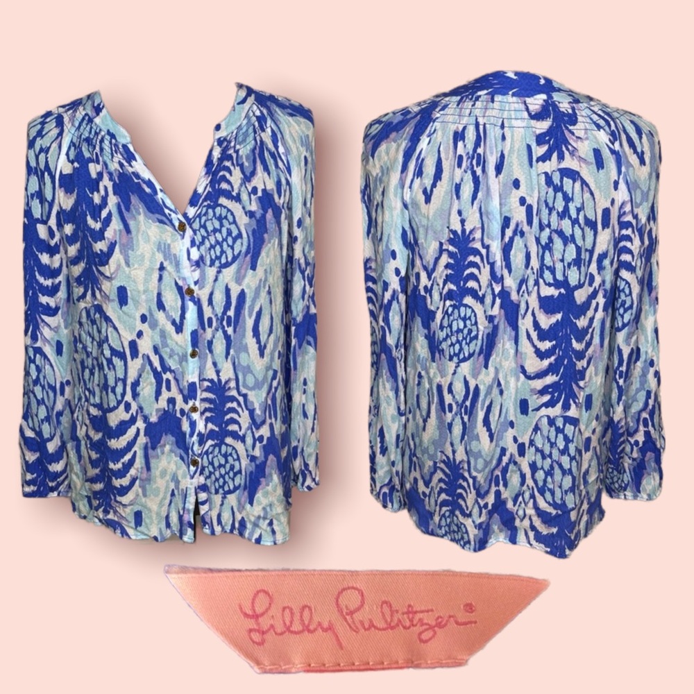 Lilly Pulitzer Elsa Blouse Serene Blue